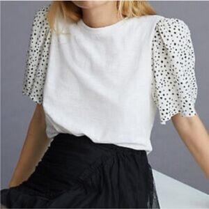 NEW Anthropologie T.La Polka Dot Flutter Sleeve Top, XXS